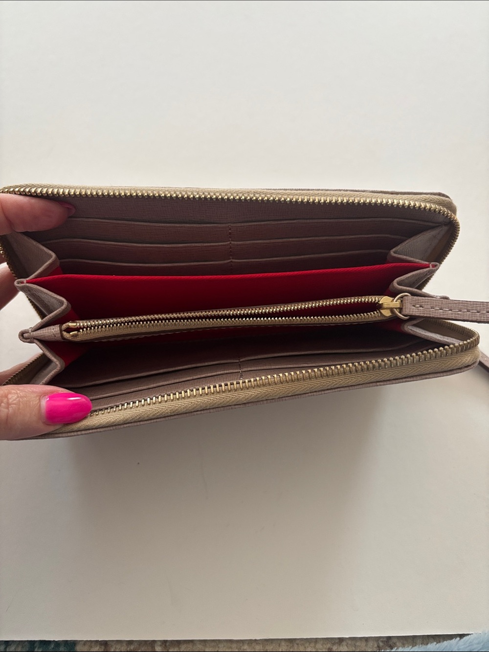 Dooney & Bourke Taupe Zip-Around Wallet with Gold Plaque - Picture 4 of 7